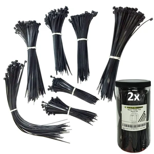 Nylon Cable Tie Kit - 1300 Zip Ties - Assorted Lengths 4", 6", 8", 11" - Black Nylon Cable Tie Kit - 1300 Zip Ties - Assorted Lengths 4", 6", 8", 11" - Black