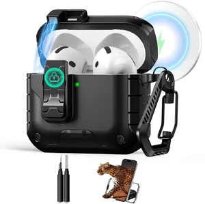 Magnetic Automatic Lock for AirPods 5 & 4 Case with Phone Stand Compatible with Apple AirPods 5 &4 Case Cover with Cleaner Kit &Magsafe & Carabiner, Drop-proof,Powerful 360° Protection Magnetic Automatic Lock for AirPods 5 & 4 Case with Phone Stand Compatible with Apple AirPods 5 &4 Case Cover with Cleaner Kit &Magsafe & Carabiner, Drop-proof,Powerful 360° Protection