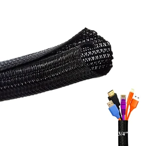 Split Wire Loom Cable Sleeve Management 3/4" Braided Mesh Wrap Cord Cover 10ft Black PET Reusable Wire Tubing Sheath, Flexible Wear Resistance Cord Organizer for Desk Computer Auto Home Appliances Split Wire Loom Cable Sleeve Management 3/4" Braided Mesh Wrap Cord Cover 10ft Black PET Reusable Wire Tubing Sheath, Flexible Wear Resistance Cord Organizer for Desk Computer Auto Home Appliances