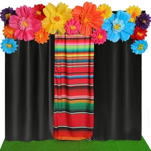 19 Pcs Mexican Backdrop Curtain Paper Flowers, Black, Flower Polyester Curtains for Arch Decor, Princess Party Photo Booth, Elegant Fiesta Supplies, Cinco De Mayo Wedding Decor 19 Pcs Mexican Backdrop Curtain Paper Flowers, Black, Flower Polyester Curtains for Arch Decor, Princess Party Photo Booth, Elegant Fiesta Supplies, Cinco De Mayo Wedding Decor