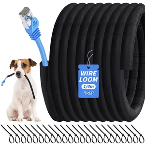 15ft - 1/4in Split Braided Sleeve Cable Management, Self-Wrapping Flexible loom tubing protects wires from abrasion and heat. Great for automotive, TV, computer, and home electrical use 15ft - 1/4in Split Braided Sleeve Cable Management, Self-Wrapping Flexible loom tubing protects wires from abrasion and heat. Great for automotive, TV, computer, and home electrical use