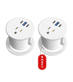Recessed Power Strip-2 Pack Desk Grommet Power Strip, 2.5 inch Desktop with 20W Fast Charging USB-C Port (White, 10FT) Recessed Power Strip-2 Pack Desk Grommet Power Strip, 2.5 inch Desktop with 20W Fast Charging USB-C Port (White, 10FT)