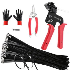 Heavy Duty 304 Stainless Steel Cable Tie Gun Kit with 200PCS 11.8inch Black Metal Zip Ties, Self-Locking & Rustproof, for Fence, Exhaust Pipe, Chicken Coop (RED) Heavy Duty 304 Stainless Steel Cable Tie Gun Kit with 200PCS 11.8inch Black Metal Zip Ties, Self-Locking & Rustproof, for Fence, Exhaust Pipe, Chicken Coop (RED)