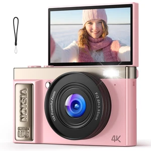 4K Digital Camera Pink for Girls Teens: 64MP Vlogging Camera with Flip Screen - 16X Zoom - Cute Compact Cam for Photography and YouTube Aesthetic Point and Shoot Gift for Ages 8-18 4K Digital Camera Pink for Girls Teens: 64MP Vlogging Camera with Flip Screen - 16X Zoom - Cute Compact Cam for Photography and YouTube Aesthetic Point and Shoot Gift for Ages 8-18