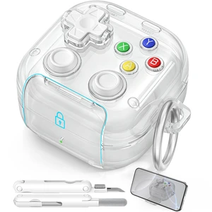 for Samsung Galaxy Buds 4 Pro/Galaxy Buds 4 Case (Clear White) with Safety Lock, with Pressable Button, As Phone Stand, Cool Funny Gifts Case, for Women Men, To Relief Stress for Samsung Galaxy Buds 4 Pro/Galaxy Buds 4 Case (Clear White) with Safety Lock, with Pressable Button, As Phone Stand, Cool Funny Gifts Case, for Women Men, To Relief Stress