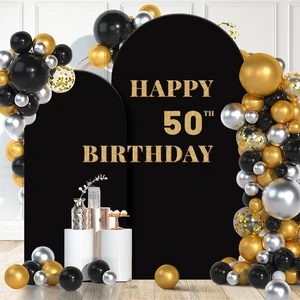 Set of 2 Arch Backdrop Cover 7.2FT, 6FT Black and Happy 50th 60th 70th Birthday Decal Sign - Adjustable Arch Covers Stretchy Backdrop for Wedding Birthday Party Baby Shower Decoration Set of 2 Arch Backdrop Cover 7.2FT, 6FT Black and Happy 50th 60th 70th Birthday Decal Sign - Adjustable Arch Covers Stretchy Backdrop for Wedding Birthday Party Baby Shower Decoration