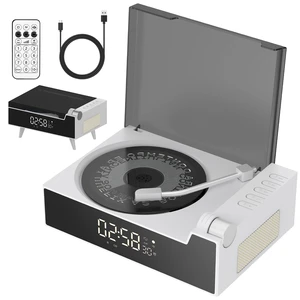 CD Player with Bluetooth Transmitter and Reciever(White) Stereo HiFi Sound, Built-in Battery, Vintage Case Design, Desktop & Portable Use, LED Screen Display CD Player with Bluetooth Transmitter and Reciever(White) Stereo HiFi Sound, Built-in Battery, Vintage Case Design, Desktop & Portable Use, LED Screen Display