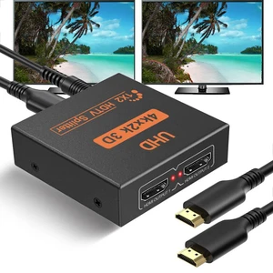 HDMI Splitter 1 in 2 Out 4K 30Hz HDMI-Splitter for Dual Monitors with USB to DC Power Cable, 2 Way HDMI Distribution, Multi HDMI Adapter for PC/Laptop/HDTV/Projector, Mirror Only, Not Extend HDMI Splitter 1 in 2 Out 4K 30Hz HDMI-Splitter for Dual Monitors with USB to DC Power Cable, 2 Way HDMI Distribution, Multi HDMI Adapter for PC/Laptop/HDTV/Projector, Mirror Only, Not Extend