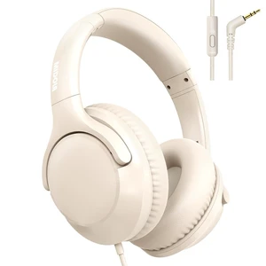 Wired Over-Ear Headphones with Cord Mic,1.4M Tangle-Free,Stereo Bass Milk Adjustable Headband Foldable Portable Lightweight Headset for Office/Tablet/Smartphone/Laptop/Travel/Music,Aux 3.5mm Wired Over-Ear Headphones with Cord Mic,1.4M Tangle-Free,Stereo Bass Milk Adjustable Headband Foldable Portable Lightweight Headset for Office/Tablet/Smartphone/Laptop/Travel/Music,Aux 3.5mm