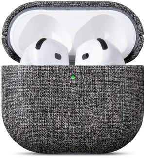 Case for AirPods 5 / AirPods 4 Canvas Style Vegan Leather Case - Gray Handmade Protective Hard Shell Cover - PU Leather & PC Dual Layer Protection - Air Pods 5th Generation Case Cover - Black Case for AirPods 5 / AirPods 4 Canvas Style Vegan Leather Case - Gray Handmade Protective Hard Shell Cover - PU Leather & PC Dual Layer Protection - Air Pods 5th Generation Case Cover - Black