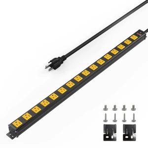 Long Power Strip, 16 Outlet Strip, Widely Spaced, 6FT Cord Wall Mount, 1.97 In Wide Spacing, Aluminum Housing, 15A/1875W, Surge Protection, ETL Listed for Garage, Workshop, Classroom Long Power Strip, 16 Outlet Strip, Widely Spaced, 6FT Cord Wall Mount, 1.97 In Wide Spacing, Aluminum Housing, 15A/1875W, Surge Protection, ETL Listed for Garage, Workshop, Classroom