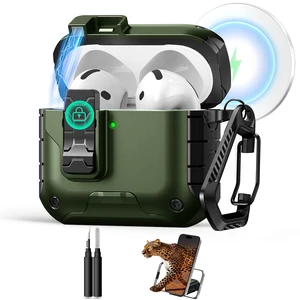Magnetic Automatic Lock for AirPods 5 & 4 Case with Phone Stand Compatible with Apple AirPods 5 &4 Case Cover with Cleaner Kit &Magsafe & Carabiner, Drop-proof,Powerful 360° Protection Magnetic Automatic Lock for AirPods 5 & 4 Case with Phone Stand Compatible with Apple AirPods 5 &4 Case Cover with Cleaner Kit &Magsafe & Carabiner, Drop-proof,Powerful 360° Protection