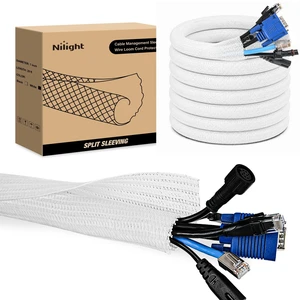 Cable Sleeve,25ft-1inch Cord Management Sleeves White Wire Loom Braided Sleeving, Split Self Wrapping Wire Loom for Computer Electrical Automotive Harness Protector Organizer, White Cable Sleeve,25ft-1inch Cord Management Sleeves White Wire Loom Braided Sleeving, Split Self Wrapping Wire Loom for Computer Electrical Automotive Harness Protector Organizer, White