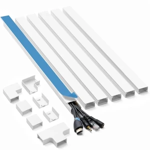 Cord Hider Kits, 94.5in Cord Covers for Wires on Wall, Paintable Cable Cover Raceways, Cable Concealer Raceway for Home and Office, L 6X 15.75in W 0.94in H 0.55in, White Cord Hider Kits, 94.5in Cord Covers for Wires on Wall, Paintable Cable Cover Raceways, Cable Concealer Raceway for Home and Office, L 6X 15.75in W 0.94in H 0.55in, White