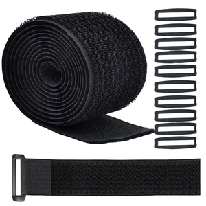 16ft 4 inch Wide Cable Straps with 10pcs Buckles, Heavy Duty Nylon Hook and Loop Straps for Fastening Securing, Reusable Cut-to-Length Straps for Organizer or Storage, Black 16ft 4 inch Wide Cable Straps with 10pcs Buckles, Heavy Duty Nylon Hook and Loop Straps for Fastening Securing, Reusable Cut-to-Length Straps for Organizer or Storage, Black