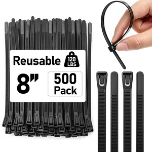 500 Pcs 8 Inch Reusable Zip Ties Outdoor Heavy Duty 120lbs 500 Pcs 8 Inch Reusable Zip Ties Outdoor Heavy Duty 120lbs
