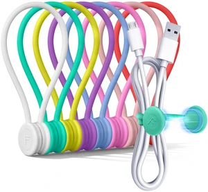 Magnetic Cable Ties 8 Pack, 6.88 Inch Reusable Silicone Cord Organizer Wraps, Strong Magnet Cable Management Straps for Charging Cords, USB Cables, Earbuds, Desk, Travel, Assorted Colors Magnetic Cable Ties 8 Pack, 6.88 Inch Reusable Silicone Cord Organizer Wraps, Strong Magnet Cable Management Straps for Charging Cords, USB Cables, Earbuds, Desk, Travel, Assorted Colors