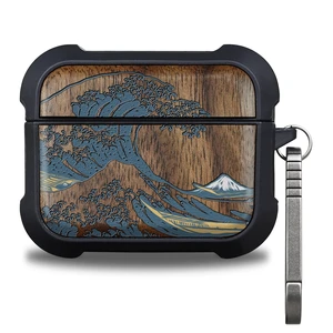Walnut Solid Wood for AirPods Pro 3 Case (2025), Great Wave AirPods Pro Case 3rd Generation, Titanium metal Quick Released Keychain, Compatible with Wireless Charging, Hand-Drawn Style Walnut Solid Wood for AirPods Pro 3 Case (2025), Great Wave AirPods Pro Case 3rd Generation, Titanium metal Quick Released Keychain, Compatible with Wireless Charging, Hand-Drawn Style