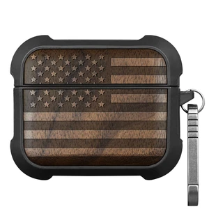 Solid Wood Case for AirPods Pro 3, American Flag, Walnut AirPods Pro Case 3rd Generation, Titanium metal Quick-Release Keychain, Compatible with Wireless Charging, Wood-Engraved Solid Wood Case for AirPods Pro 3, American Flag, Walnut AirPods Pro Case 3rd Generation, Titanium metal Quick-Release Keychain, Compatible with Wireless Charging, Wood-Engraved