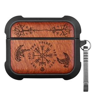 Solid Wood Case for AirPods Pro 3, The Guiding Vegvisir, Rosy AirPods Pro Case 3rd Generation, Titanium metal Quick-Release Keychain, Compatible with Wireless Charging, Wood-Engraved Solid Wood Case for AirPods Pro 3, The Guiding Vegvisir, Rosy AirPods Pro Case 3rd Generation, Titanium metal Quick-Release Keychain, Compatible with Wireless Charging, Wood-Engraved