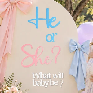 He or She Gender Reveal Sign for Baby Shower Backdrop, Blue Pink Large Felt Letters for Gender Reveal Backdrop, Baby Shower Party Photo Props and Wall Decor He or She Gender Reveal Sign for Baby Shower Backdrop, Blue Pink Large Felt Letters for Gender Reveal Backdrop, Baby Shower Party Photo Props and Wall Decor