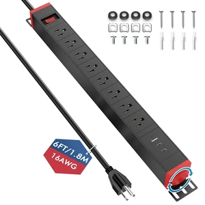 360° Rotating Mountable Power Strip with USB Ports, 8 Outlet Surge Protector Power Strips Wall Mount, Metal Heavy Duty Versatile Outlet with 6FT Power Cord,For Home Office Industrial Garage Commercial 360° Rotating Mountable Power Strip with USB Ports, 8 Outlet Surge Protector Power Strips Wall Mount, Metal Heavy Duty Versatile Outlet with 6FT Power Cord,For Home Office Industrial Garage Commercial