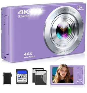 Digital Camera, 2026 Upgraded FHD 4K Camera Digital with 16X Zoom, Small Portable Camera with 64GB Memory Card 2 Batteries, Compact Travel Digital Camera for Beginners Students Boys Girls Digital Camera, 2026 Upgraded FHD 4K Camera Digital with 16X Zoom, Small Portable Camera with 64GB Memory Card 2 Batteries, Compact Travel Digital Camera for Beginners Students Boys Girls