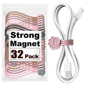 Magnetic Cable Ties 32 Pack, Dual-Color Cat Paw 7.2" Silicone Ties Strong Magnet Hold / Embedded Safe Magnet / Easy Slide Open / Flex Silicone / Dual-Color Cat Paw / Multi Use / Fridge Magnet Magnetic Cable Ties 32 Pack, Dual-Color Cat Paw 7.2" Silicone Ties Strong Magnet Hold / Embedded Safe Magnet / Easy Slide Open / Flex Silicone / Dual-Color Cat Paw / Multi Use / Fridge Magnet