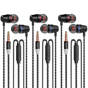 3 Packs Metal Wired Earbuds with Microphone, Durable in-Ear Earphones for School, Deep Bass Clear Sound, Noise Isolating, Fits 3.5mm Jack iPhone iPad Samsung Google Devices (Black) 3 Packs Metal Wired Earbuds with Microphone, Durable in-Ear Earphones for School, Deep Bass Clear Sound, Noise Isolating, Fits 3.5mm Jack iPhone iPad Samsung Google Devices (Black)