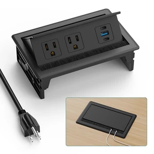 Recessed Power Strip with USB C 20W, Flush Mount Power Outlet with 2 AC Outlets 3 USB Ports, Desktop Charging Station for Nightstand Furniture Conference Table, Black Recessed Power Strip with USB C 20W, Flush Mount Power Outlet with 2 AC Outlets 3 USB Ports, Desktop Charging Station for Nightstand Furniture Conference Table, Black