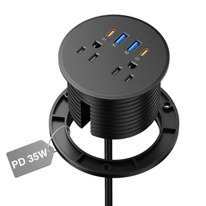 3 inch Desk Power Grommet Outlet USB C PD 35W, 2 USB-A 18W, Black 6 FT Cord 2 AC Outlets, 2 USB-C 35W Fast Charging, Black Recessed Power Grommet, Flush-Mount for Desktop, Nightstand, Conference Table 3 inch Desk Power Grommet Outlet USB C PD 35W, 2 USB-A 18W, Black 6 FT Cord 2 AC Outlets, 2 USB-C 35W Fast Charging, Black Recessed Power Grommet, Flush-Mount for Desktop, Nightstand, Conference Table