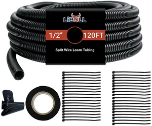 Split Wire Loom Automotive, 120ft 1/2in Heat Resistance Cable Sleeve Cable Management Sleeves, Cord Protectors From Pets No Chew, Wire Sleeve for Automotive Wiring, Home Office Cord Organization Split Wire Loom Automotive, 120ft 1/2in Heat Resistance Cable Sleeve Cable Management Sleeves, Cord Protectors From Pets No Chew, Wire Sleeve for Automotive Wiring, Home Office Cord Organization