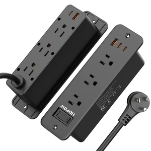 Recessed Power Strip, 6 Outlets 5 USB (3 USB-C, 15W/3A Max), 5FT Flat Plug Flush mount power strip, desktop charging station for desk, nightstand, side table, 1875W/15A, 900J surge protection, Black Recessed Power Strip, 6 Outlets 5 USB (3 USB-C, 15W/3A Max), 5FT Flat Plug Flush mount power strip, desktop charging station for desk, nightstand, side table, 1875W/15A, 900J surge protection, Black
