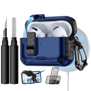 for AirPod Pro 2 Case with Secure Lock Compatible with Magsafe Phone Stand Design, Cleaner Kit & Keychain Included, Shockproof Cover Compatible with Apple AirPods Pro Case, Navy Blue for AirPod Pro 2 Case with Secure Lock Compatible with Magsafe Phone Stand Design, Cleaner Kit & Keychain Included, Shockproof Cover Compatible with Apple AirPods Pro Case, Navy Blue