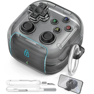 for Samsung Galaxy Buds 4 Pro/Galaxy Buds 4 Case (Clear Black) with Safety Lock, with Pressable Button, As Phone Stand, Cool Funny Gifts Case, for Women Men, To Relief Stress for Samsung Galaxy Buds 4 Pro/Galaxy Buds 4 Case (Clear Black) with Safety Lock, with Pressable Button, As Phone Stand, Cool Funny Gifts Case, for Women Men, To Relief Stress