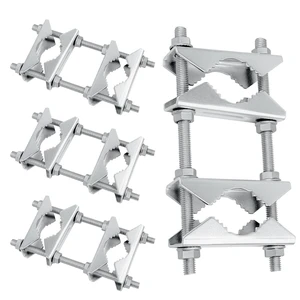 Double Antenna Mast Clamp - Heavy Duty Galvanized Iron Mount for Secure Pole-to-Pole Connection, Rust-Resistant, Ideal for Antennas and Satellite Dishes 4PCS Double Antenna Mast Clamp - Heavy Duty Galvanized Iron Mount for Secure Pole-to-Pole Connection, Rust-Resistant, Ideal for Antennas and Satellite Dishes 4PCS