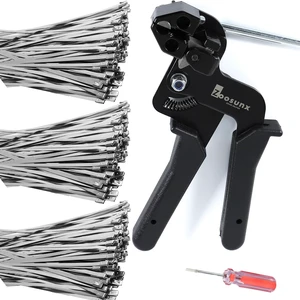 Metal Zip Tie Tool Kit: Heavy-Duty Stainless Steel Cable Tie Tensioner with 300PCS 11.8-Inch Self-Locking Metal Zip Ties for Fencing, Exhaust, Pipes & Industrial Repairs(300PCS+TOOL, SILVER) Metal Zip Tie Tool Kit: Heavy-Duty Stainless Steel Cable Tie Tensioner with 300PCS 11.8-Inch Self-Locking Metal Zip Ties for Fencing, Exhaust, Pipes & Industrial Repairs(300PCS+TOOL, SILVER)