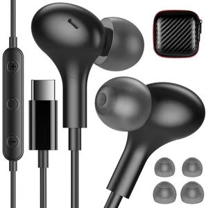 USB C Headphones for Apple/iPhone Duo 18 17 16 15 Wired Earbuds with Case Soft Small in Ear Buds HiFi Type C USBC Earphones Corded Wire with Microphone Volume Control for Samsung S26 S25/Pixel 11 10 USB C Headphones for Apple/iPhone Duo 18 17 16 15 Wired Earbuds with Case Soft Small in Ear Buds HiFi Type C USBC Earphones Corded Wire with Microphone Volume Control for Samsung S26 S25/Pixel 11 10