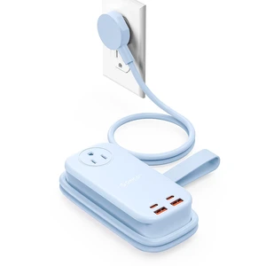 100W GaN Power Strip for Laptop, 6 in 1 Travel Extension Cord with 2 AC Outlets, 2 USB-A, 2 USB-C Ports, 5ft Wrap-around Flat Plug for Travel/Office/Cruise Essentials ETL Listed 100W GaN Power Strip for Laptop, 6 in 1 Travel Extension Cord with 2 AC Outlets, 2 USB-A, 2 USB-C Ports, 5ft Wrap-around Flat Plug for Travel/Office/Cruise Essentials ETL Listed