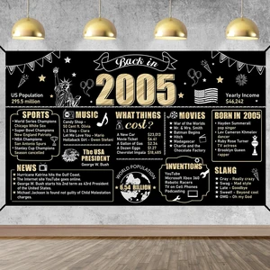 Large 21st Birthday Backdrop Party Decorations for Men Women Back in 2005 Banner 21 Year Old Birthday Party Poster Supplies, Black Gold Vintage 2005 Photography Background Bday Decor Large 21st Birthday Backdrop Party Decorations for Men Women Back in 2005 Banner 21 Year Old Birthday Party Poster Supplies, Black Gold Vintage 2005 Photography Background Bday Decor