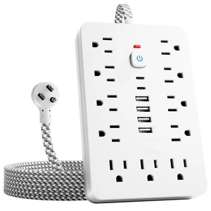 Braided Surge Protector Power Strip 10 Ft Flat Extension Cord, 11AC Outlets, 4 USB and 2 USB C Ports, Outlet Extender, Portable for Home Office Dorm Travel Braided Surge Protector Power Strip 10 Ft Flat Extension Cord, 11AC Outlets, 4 USB and 2 USB C Ports, Outlet Extender, Portable for Home Office Dorm Travel