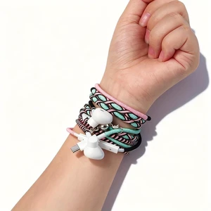 Wired Earbuds USB-C with Microphone Bracelet Design Tangle-Free Necklace & Braided Colorful Cord Headphones, Magnetic Lock Compatible with iPhone 14/15/16/17, PS5 for Music Gaming (Pink) Wired Earbuds USB-C with Microphone Bracelet Design Tangle-Free Necklace & Braided Colorful Cord Headphones, Magnetic Lock Compatible with iPhone 14/15/16/17, PS5 for Music Gaming (Pink)