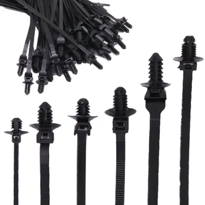 120PCS Nylon Push Mount Zip Ties, Heavy Duty Cable Tie Black Wire Tie with Push Pin Fir Tree Zipties Self Locking Design for Indoor and Outdoor (6 Types) 120PCS Nylon Push Mount Zip Ties, Heavy Duty Cable Tie Black Wire Tie with Push Pin Fir Tree Zipties Self Locking Design for Indoor and Outdoor (6 Types)