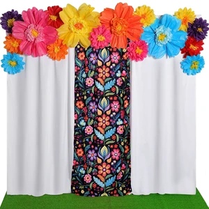 19 Pcs Mexican Backdrop Curtain Paper Flowers, White, Floral Polyester Curtains for Arch Decor, Princess Party Photo Booth, Elegant Fiesta Supplies, Cinco De Mayo Wedding Decor 19 Pcs Mexican Backdrop Curtain Paper Flowers, White, Floral Polyester Curtains for Arch Decor, Princess Party Photo Booth, Elegant Fiesta Supplies, Cinco De Mayo Wedding Decor