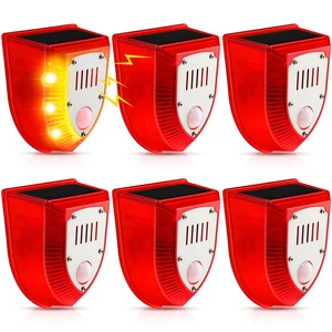 6 Pcs Solar Motion Alarm 129db Barking Dog Gunshot Strobe Light Outdoor Detector for Yard Farm, Solar Powered Security, Weatherproof Animal Scare Device, Intruder Deterrent Warning 6 Pcs Solar Motion Alarm 129db Barking Dog Gunshot Strobe Light Outdoor Detector for Yard Farm, Solar Powered Security, Weatherproof Animal Scare Device, Intruder Deterrent Warning