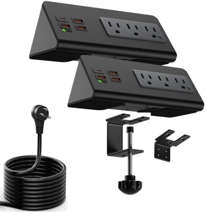 Upgraded Version Edge Mount Power Strip with USB-C Ports Tabletop Surge Protector Desk Clamp Power Sockets with 3 AC Outlets &4 Fast Charging USB Ports for Home Office Hotel Dormitory (Black - 2pack) Upgraded Version Edge Mount Power Strip with USB-C Ports Tabletop Surge Protector Desk Clamp Power Sockets with 3 AC Outlets &4 Fast Charging USB Ports for Home Office Hotel Dormitory (Black - 2pack)