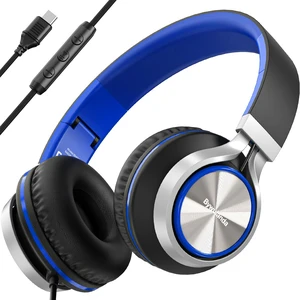 USB C Headphones with Microphone, Wired Over-Ear for School Volume Control, HD Stereo Sound, Comfortable Fit, Wired Foldable Headphones for Adult/Teens/Laptop/Tablets/Travel, Blue USB C Headphones with Microphone, Wired Over-Ear for School Volume Control, HD Stereo Sound, Comfortable Fit, Wired Foldable Headphones for Adult/Teens/Laptop/Tablets/Travel, Blue