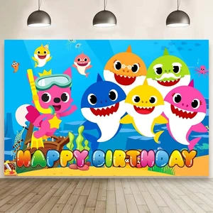 Shark Theme Birthday Decorations Backdrop for Kids Party Supplies (5x3ft) Shark Theme Birthday Decorations Backdrop for Kids Party Supplies (5x3ft)