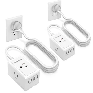Power Strip with 10 ft Cord-with 3 Widely Outlets and 4 USB Ports(2 USB-C Port,PD20W Fast Charging),10 Foot Extension Cord(1250W/10A),Wall Mount for Home Office,White(2 Pack) Power Strip with 10 ft Cord-with 3 Widely Outlets and 4 USB Ports(2 USB-C Port,PD20W Fast Charging),10 Foot Extension Cord(1250W/10A),Wall Mount for Home Office,White(2 Pack)