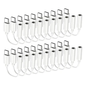 USB C to 3.5mm Headphone Jack Adapter 20-Pack, HiFi Type C to AUX, White Multipack USBC to AUX Dongle for iPhone 17/16/15 Pro/Max, Samsung Galaxy S25/S24/S23 Ultra, iPad Pro, MacBook USB C to 3.5mm Headphone Jack Adapter 20-Pack, HiFi Type C to AUX, White Multipack USBC to AUX Dongle for iPhone 17/16/15 Pro/Max, Samsung Galaxy S25/S24/S23 Ultra, iPad Pro, MacBook